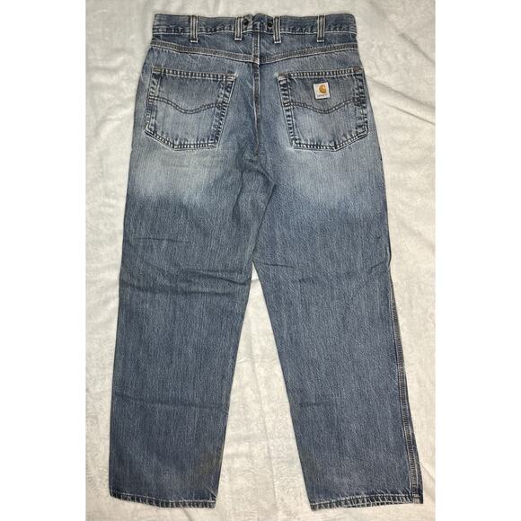 Carhartt Grunge Workwear Skater Baggy Blue Jeans 34x32 VTG Y2K Thrashed B189DKV - Picture 2 of 16